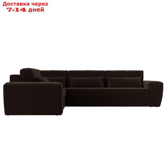 Угловой диван "Лига 008 Long", еврокнижка, левый угол, микровельвет, цвет коричневый - фото 3 - id-p227032609