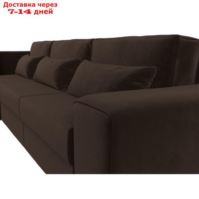 Угловой диван "Лига 008 Long", еврокнижка, левый угол, микровельвет, цвет коричневый - фото 4 - id-p227032609