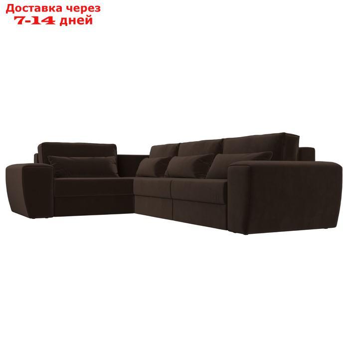 Угловой диван "Лига 008 Long", еврокнижка, левый угол, микровельвет, цвет коричневый - фото 5 - id-p227032609