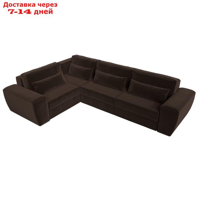 Угловой диван "Лига 008 Long", еврокнижка, левый угол, микровельвет, цвет коричневый - фото 7 - id-p227032609