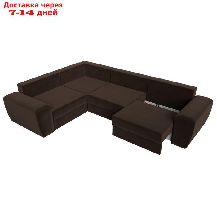 Угловой диван "Лига 008 Long", еврокнижка, левый угол, микровельвет, цвет коричневый - фото 8 - id-p227032609