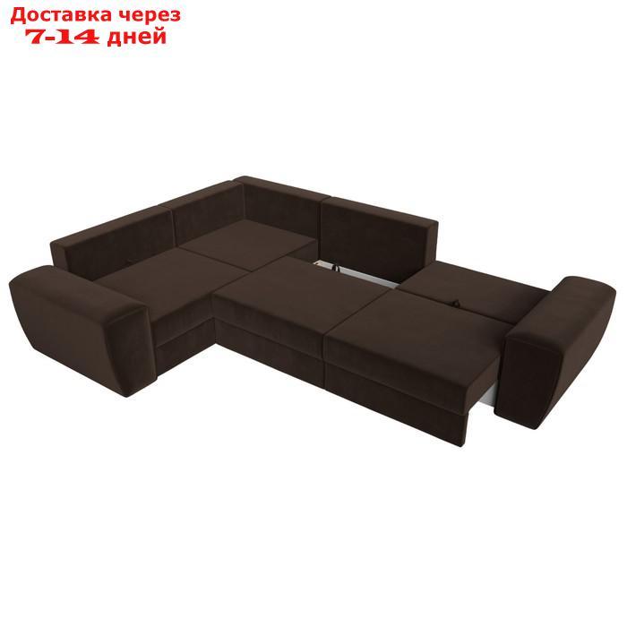 Угловой диван "Лига 008 Long", еврокнижка, левый угол, микровельвет, цвет коричневый - фото 9 - id-p227032609