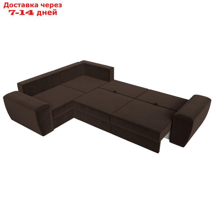 Угловой диван "Лига 008 Long", еврокнижка, левый угол, микровельвет, цвет коричневый - фото 10 - id-p227032609
