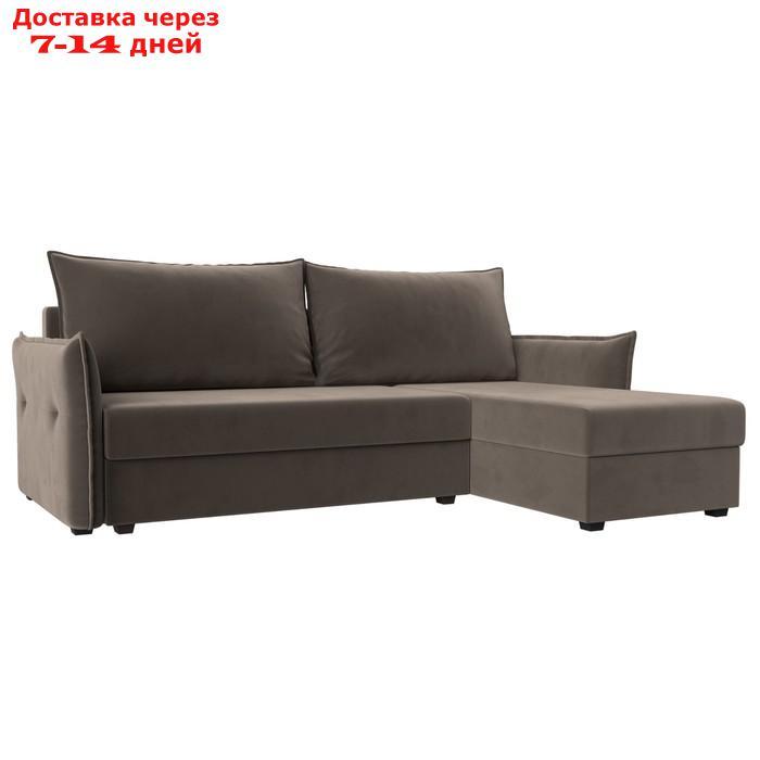 Угловой диван "Лига 004", механизм еврокнижка, правый угол, велюр, цвет коричневый - фото 1 - id-p227032612