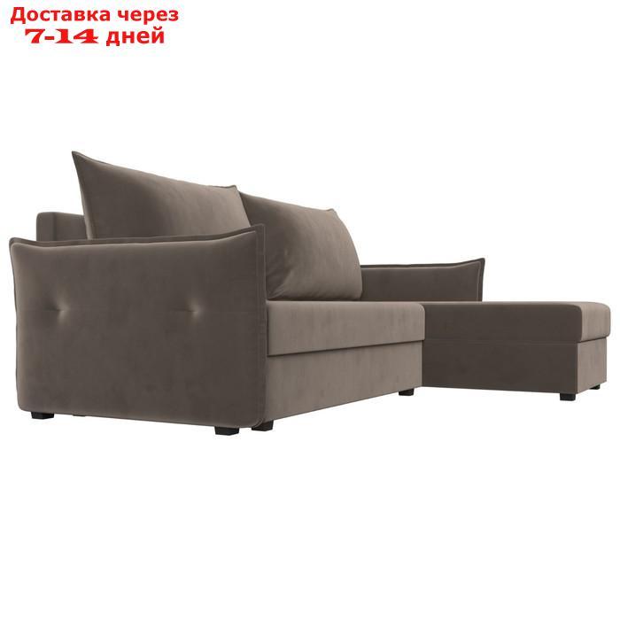 Угловой диван "Лига 004", механизм еврокнижка, правый угол, велюр, цвет коричневый - фото 4 - id-p227032612