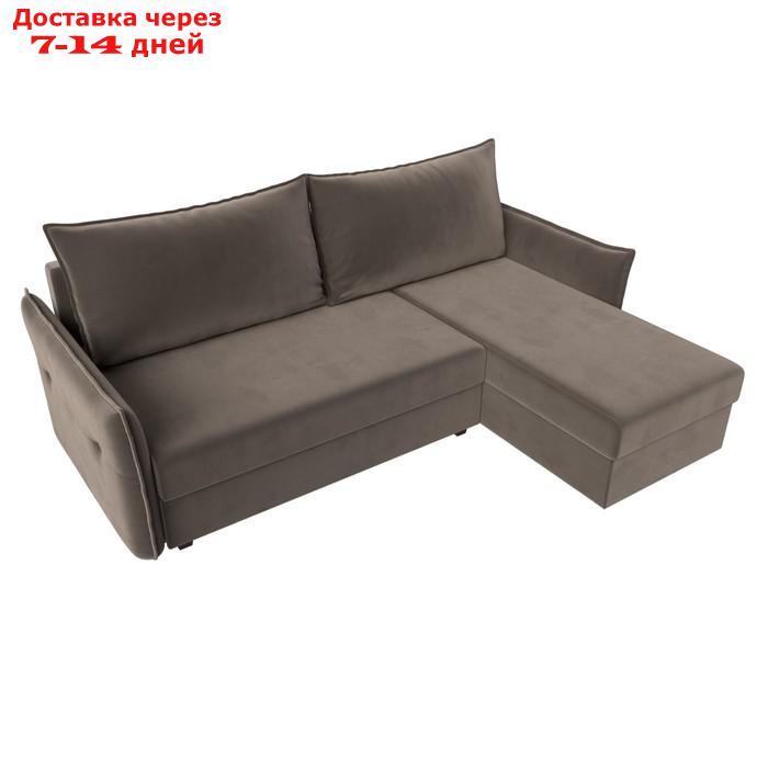 Угловой диван "Лига 004", механизм еврокнижка, правый угол, велюр, цвет коричневый - фото 6 - id-p227032612