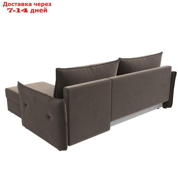 Угловой диван "Лига 004", механизм еврокнижка, правый угол, велюр, цвет коричневый - фото 7 - id-p227032612