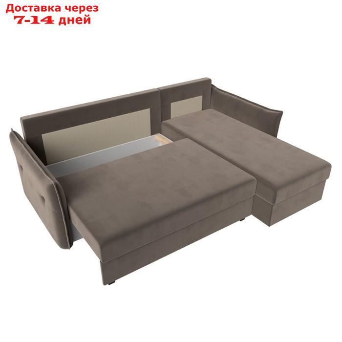 Угловой диван "Лига 004", механизм еврокнижка, правый угол, велюр, цвет коричневый - фото 8 - id-p227032612