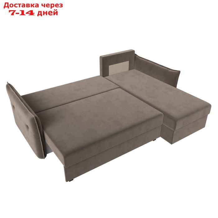 Угловой диван "Лига 004", механизм еврокнижка, правый угол, велюр, цвет коричневый - фото 10 - id-p227032612