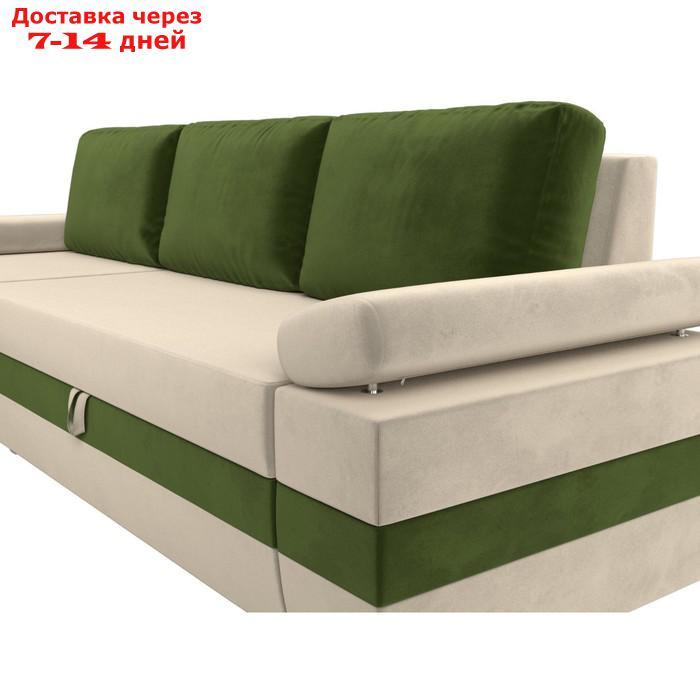 Угловой диван "Канкун", механизм дельфин, микровельвет, угол левый, цвет бежевый / зелёный - фото 5 - id-p227055833