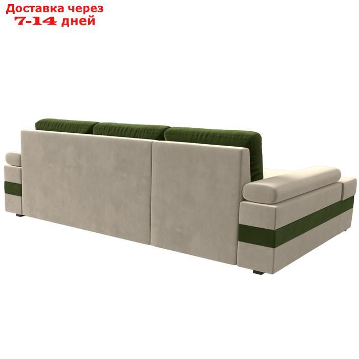 Угловой диван "Канкун", механизм дельфин, микровельвет, угол левый, цвет бежевый / зелёный - фото 7 - id-p227055833