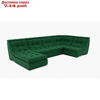 П-образный диван "Монако 4", механизм венеция, угол правый, велюр, цвет гелекси лайт 010