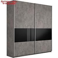 Шкаф-купе "Прайм", 1600×570×2300 мм, 3 секции ДСП / стекло чёрное, цвет бетон