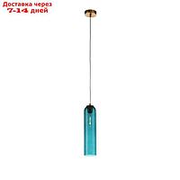 Светильник подвесной E27, 1x60W, 50x10 см, цвет латунь, голубой