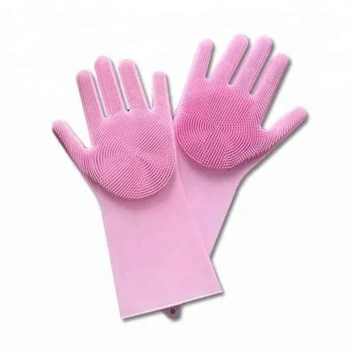 Многофункциональные силиконовые перчатки Magic Brush (розовый) - фото 1 - id-p129708375
