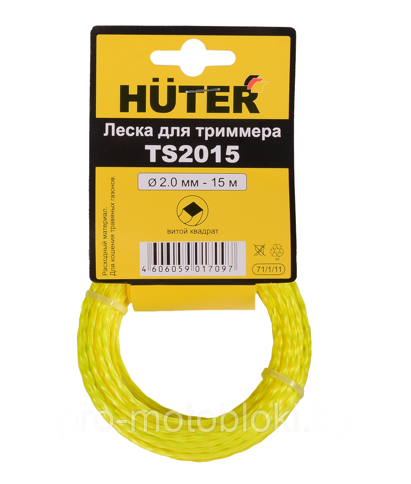 Леска (2.0 мм; 15 м; витой квадрат) Huter TS2015