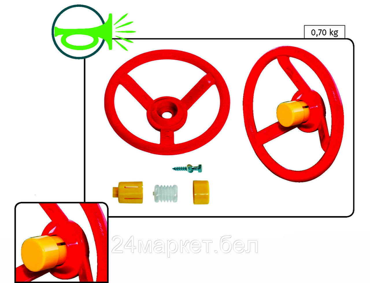 Руль игровой для детских площадок KBT (желтый) с гудком KBT 501.020.001.002 - фото 3 - id-p227298017