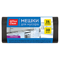 Мешки для мусора 35л OfficeClean ПНД, 50*64см, 12мкм, 30шт., прочные, черные, в рулоне