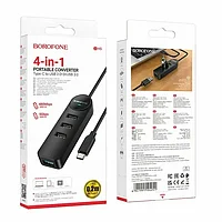 Адаптер Borofone DH5 4в1 (Type-C в USB3.0+USB2.0*3) 0.2m