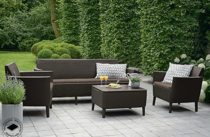 Комплект террасной мебели Salemo 3 диван, два кресла и столик, коричневый - фото 2 - id-p226751592