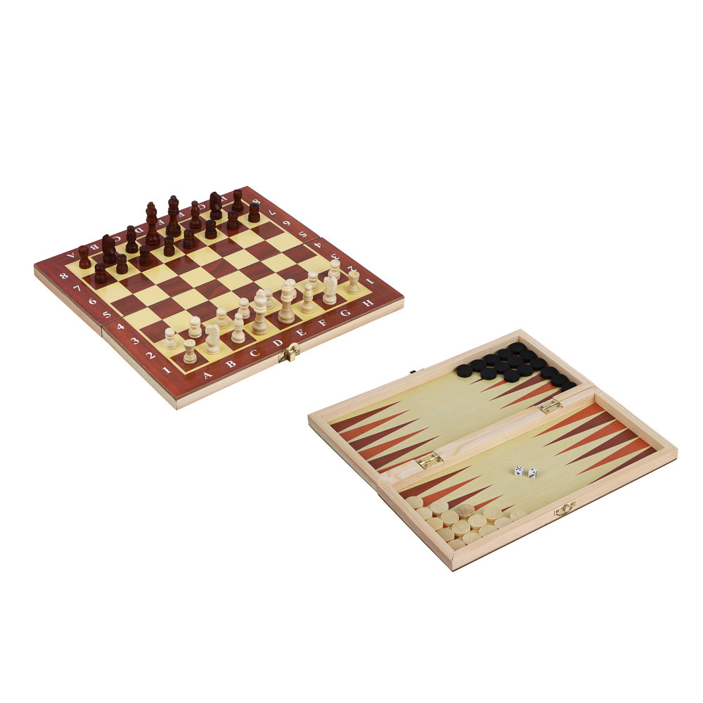 Набор игр 3 в 1 (шашки, шахматы, нарды) дерево. 29х29см, 539-001 - фото 1 - id-p227298837