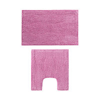 Набор ковриков для ванной и туалета 40x60+40x40 см, хлопок, вишневый (Индия), 462-003