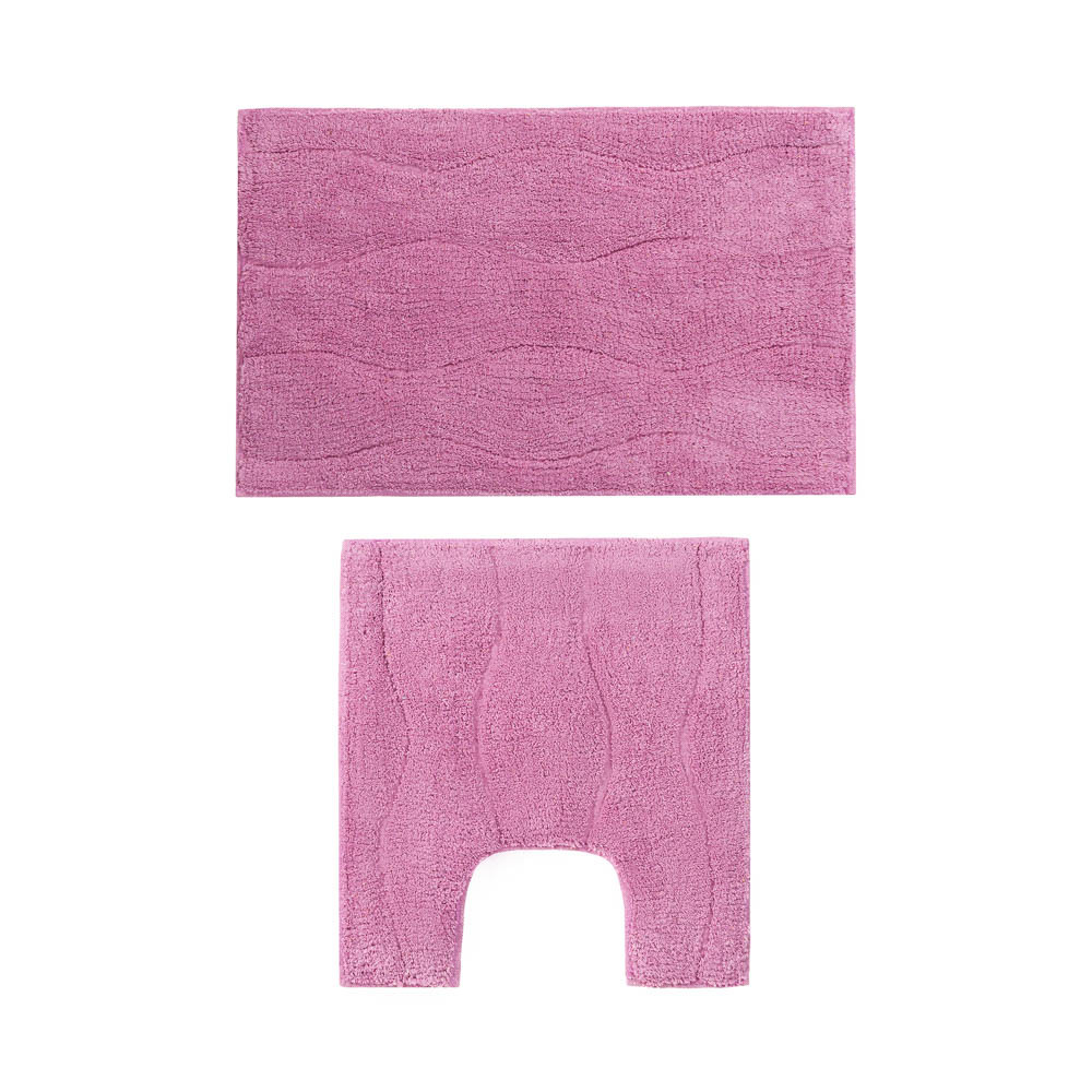 Набор ковриков для ванной и туалета 40x60+40x40 см, хлопок, вишневый (Индия), 462-003 - фото 1 - id-p227298852