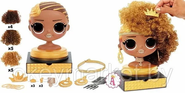 Игровой набор L.O.L. Surprise O.M.G. Styling Head Royal Bee манекен для причесок, фото 2