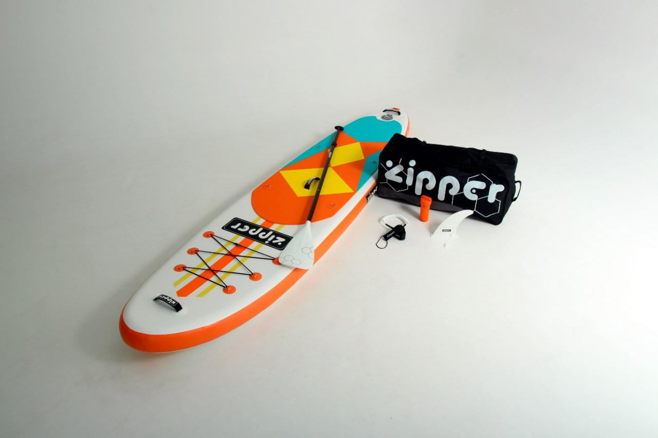 Надувная доска SUP Board (Сап Борд) ZIPPER BORNLINE 11' ORANGE - фото 1 - id-p227299600