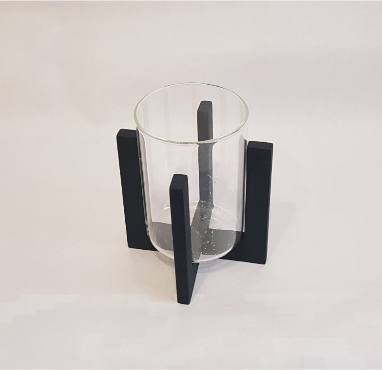 Подсвечник деревянный с прямым тонкостенным стаканом в комплекте