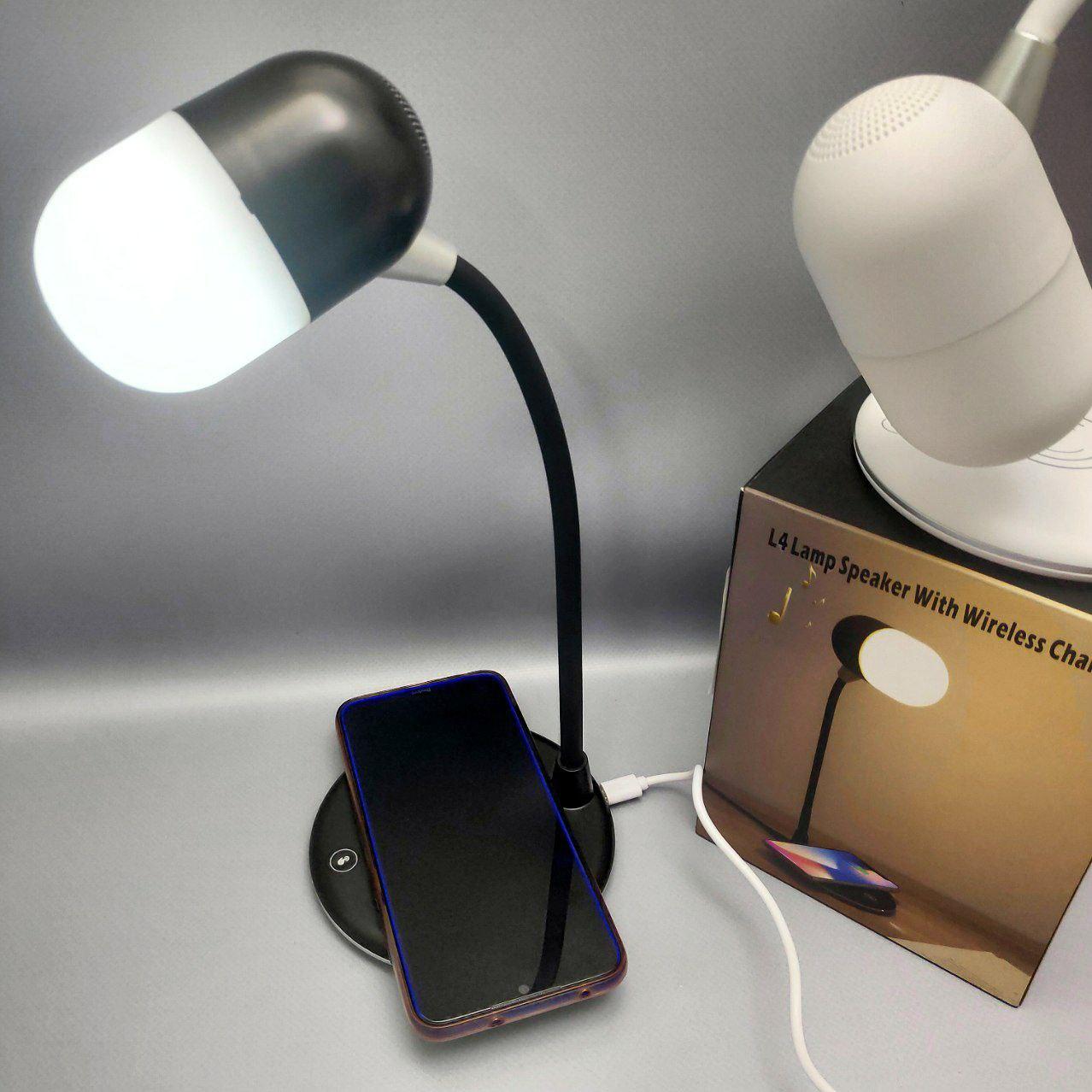 Настольная LED-лампа с функцией беспроводной зарядки и bluethooth колонки 3 в 1 L4 Lamp Speaker with Wireless - фото 10 - id-p197761945