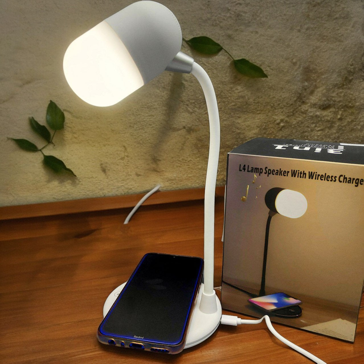 Настольная LED-лампа с функцией беспроводной зарядки и bluethooth колонки 3 в 1 L4 Lamp Speaker with Wireless - фото 1 - id-p197761946