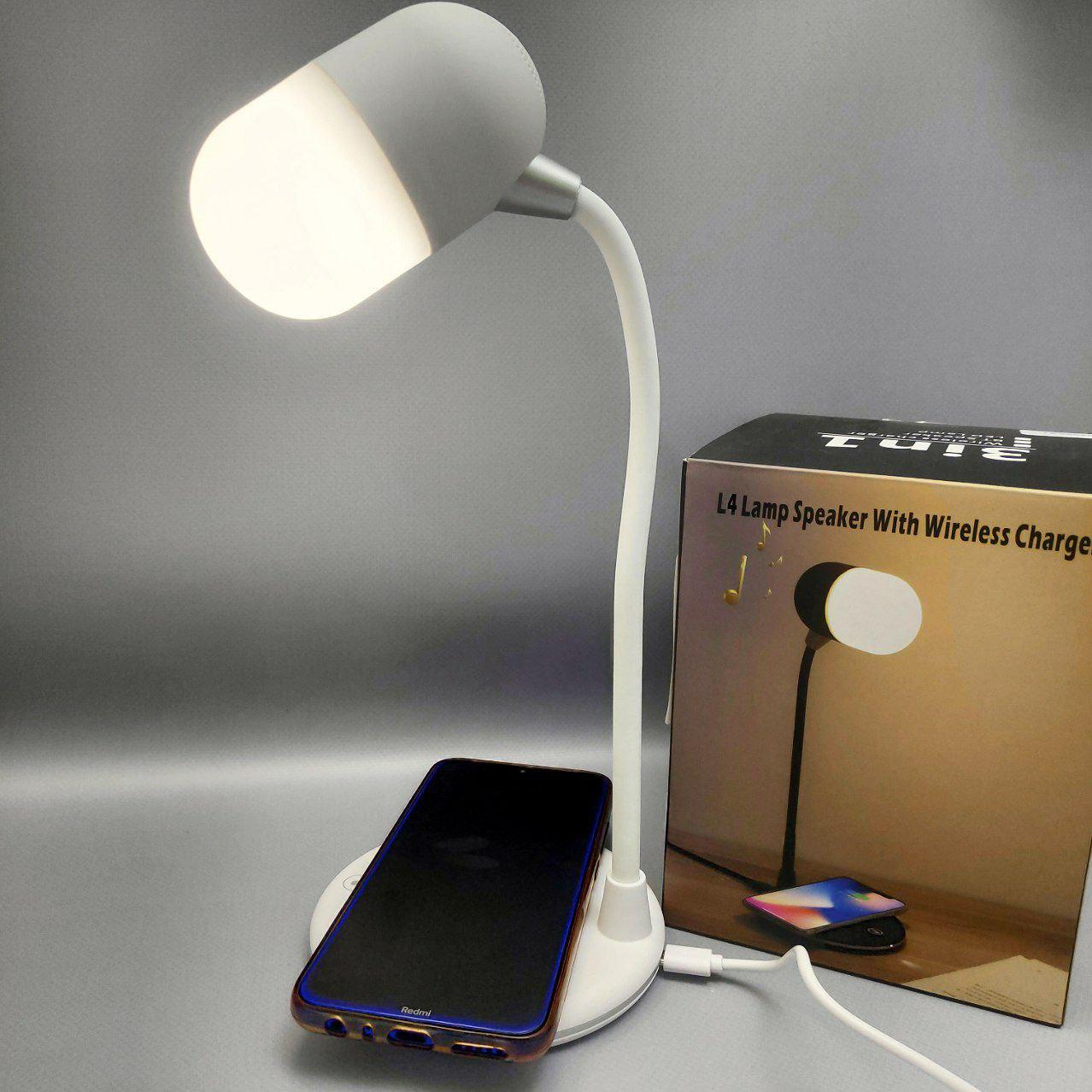 Настольная LED-лампа с функцией беспроводной зарядки и bluethooth колонки 3 в 1 L4 Lamp Speaker with Wireless - фото 7 - id-p197761946