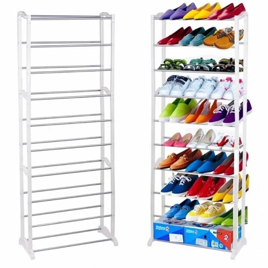 Полка для обуви металлическая (органайзер обувница) Amazing Shoe Rack, 30 пар - 10 полок Белая - фото 2 - id-p109388776