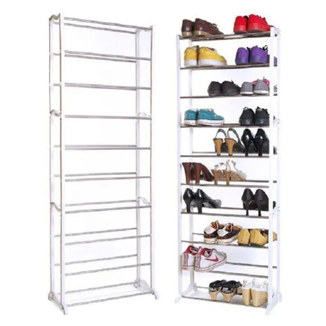 Полка для обуви металлическая (органайзер обувница) Amazing Shoe Rack, 30 пар - 10 полок Белая - фото 10 - id-p109388776