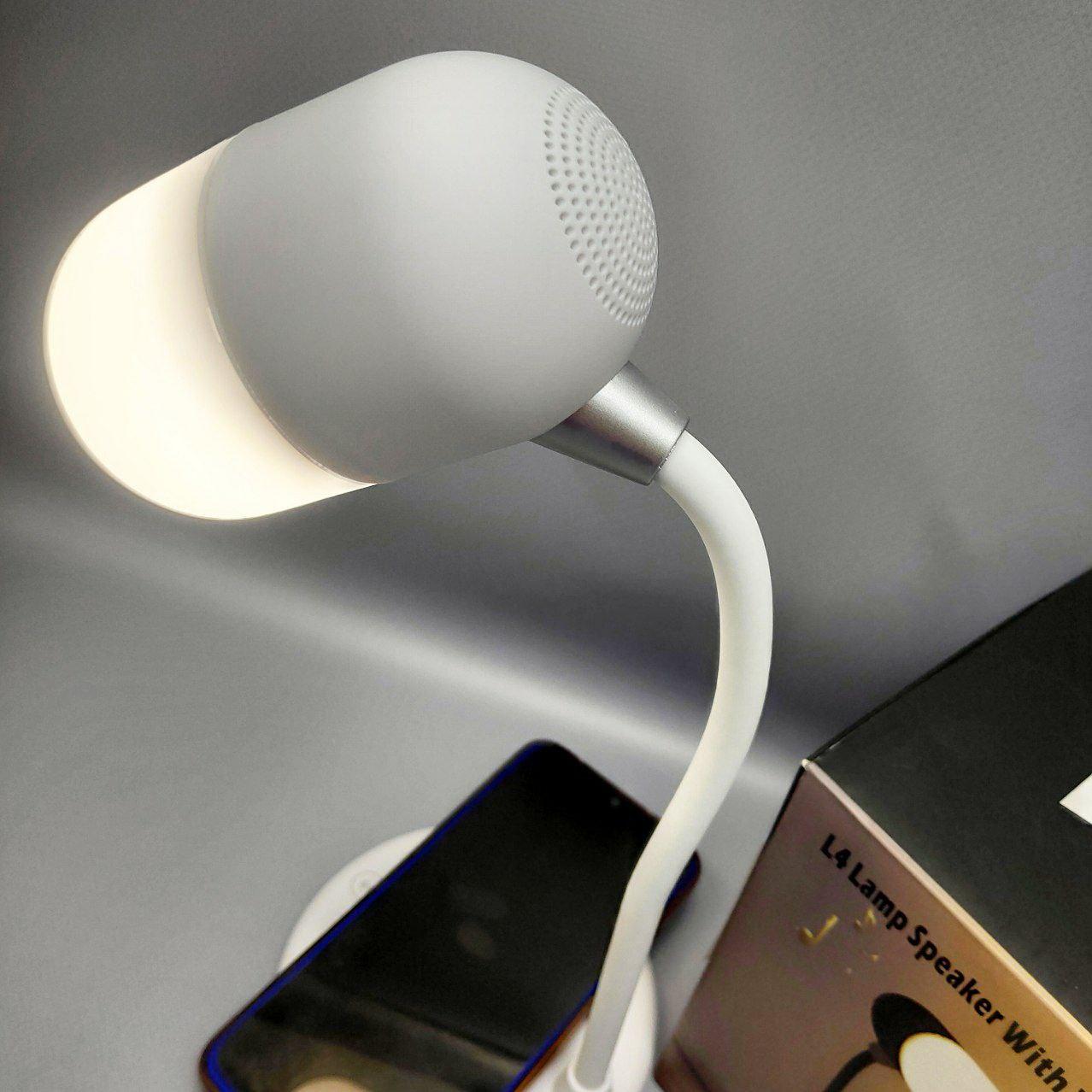 Настольная LED-лампа с функцией беспроводной зарядки и bluethooth колонки 3 в 1 L4 Lamp Speaker with Wireless - фото 9 - id-p224289058