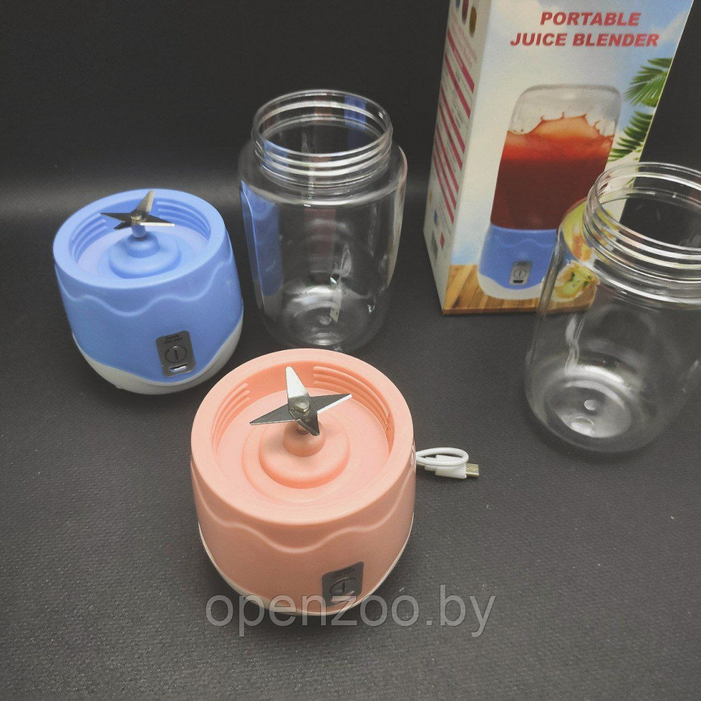 Портативный мини блендер для смузи и коктейлей Portable Juice Blender DM-888 ( емкость 400 ml) Голубой - фото 5 - id-p207593531