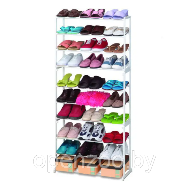 Полка для обуви металлическая (органайзер обувница) Amazing Shoe Rack, 30 пар - 10 полок Белая - фото 3 - id-p110452724