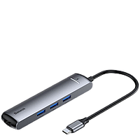 Хаб Baseus mechanical eye Six-in-one (HDMI, USB3.0, Ethernet port) Серый