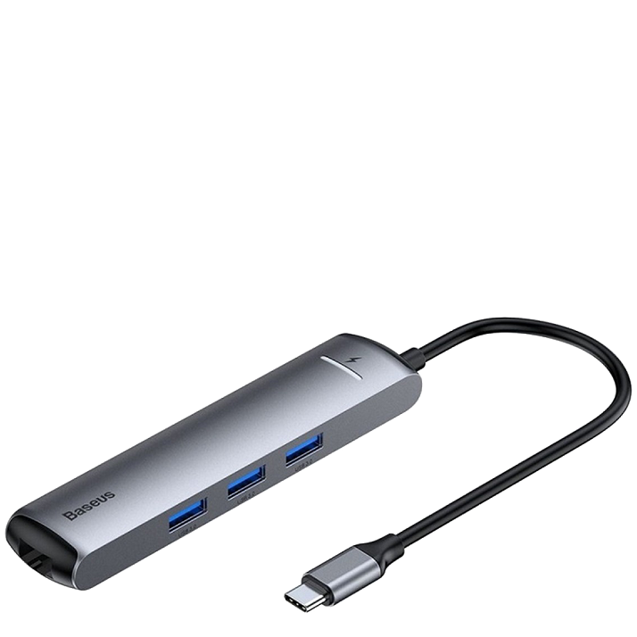 Хаб Baseus mechanical eye Six-in-one (HDMI, USB3.0, Ethernet port) Серый - фото 1 - id-p226741176