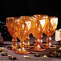 Набор бокалов из стекла Magistro «Круиз», 250 мл, 8×15,3 см, 6 шт, цвет янтарный