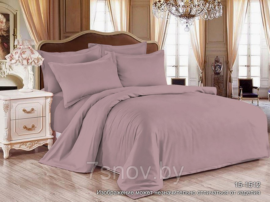 Однотонное постельное белье из сатина семейное цвет пудра СонМаркет - фото 1 - id-p227304204