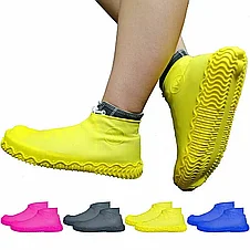 Силиконовые защитные чехлы для обуви от дождя и грязи с подошвой M (желтый), фото 3