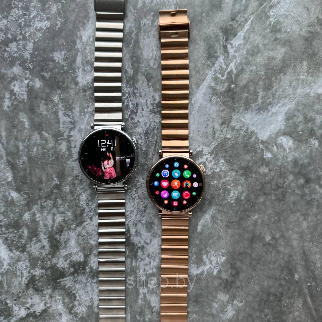 Умные часы W&O X6 PRO+ / Смарт часы круглые женские / 3 ремешка / 1.39" / NFC Цвет : серебро, золото - фото 5 - id-p227304404