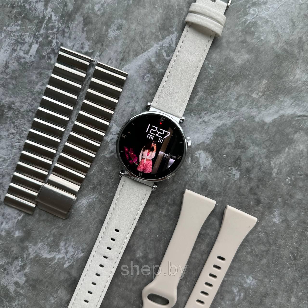 Умные часы W&O X6 PRO+ / Смарт часы круглые женские / 3 ремешка / 1.39" / NFC Цвет : серебро, золото - фото 6 - id-p227304404