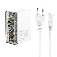 Сетевое зарядное устройство Hoco N36 6 портов (3 USB+3 Type-C (PD65W)) цвет: белый