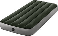 Надувной матрас Intex 64107 Classic Downy Airbed Fiber-Tech 99x191x25 см. Зелёный с серым