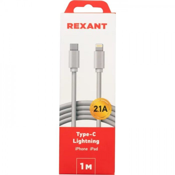 Кабель Lightning - USB Type-C Rexant (2.1A, 1 м) Белый - фото 2 - id-p227299335