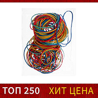 Банковская резинка, 100 г, диаметр 60 мм, длина 95 мм, сечение 1,7 х 1,7 мм, микс, в пакете