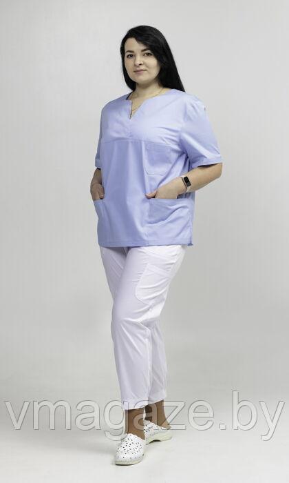 Медицинская женская блуза хирургичка (цвет голубой) - фото 6 - id-p198362045